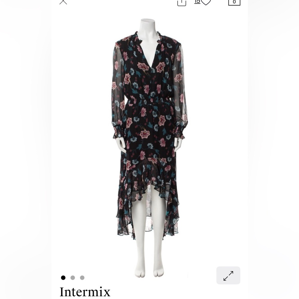 Intermix Vera High Liw Black Floral Long Sleeve Dress